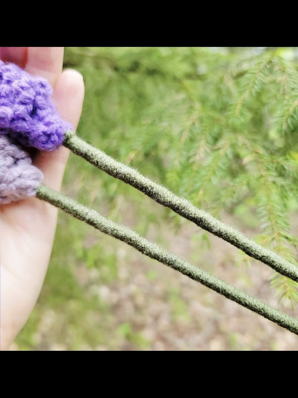 Single stem crocheted purple lavender or lilac flowers - 12